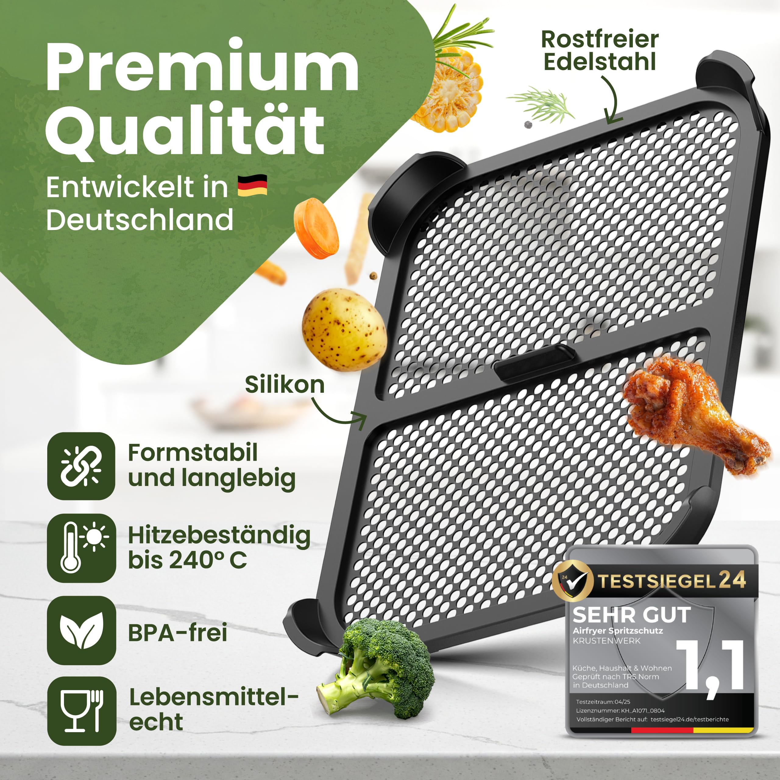 KRUSTENWERK® 2x Premium Spritzschutz Ninja AF400EU | Spritzschutz Airfryer Ninja [TESTSIEGER] Ninja Heißluftfritteuse Zubehör für Ninja Foodi Max Dual Zone | Airfryer Zubehör E-Book 150 Rezepte 5