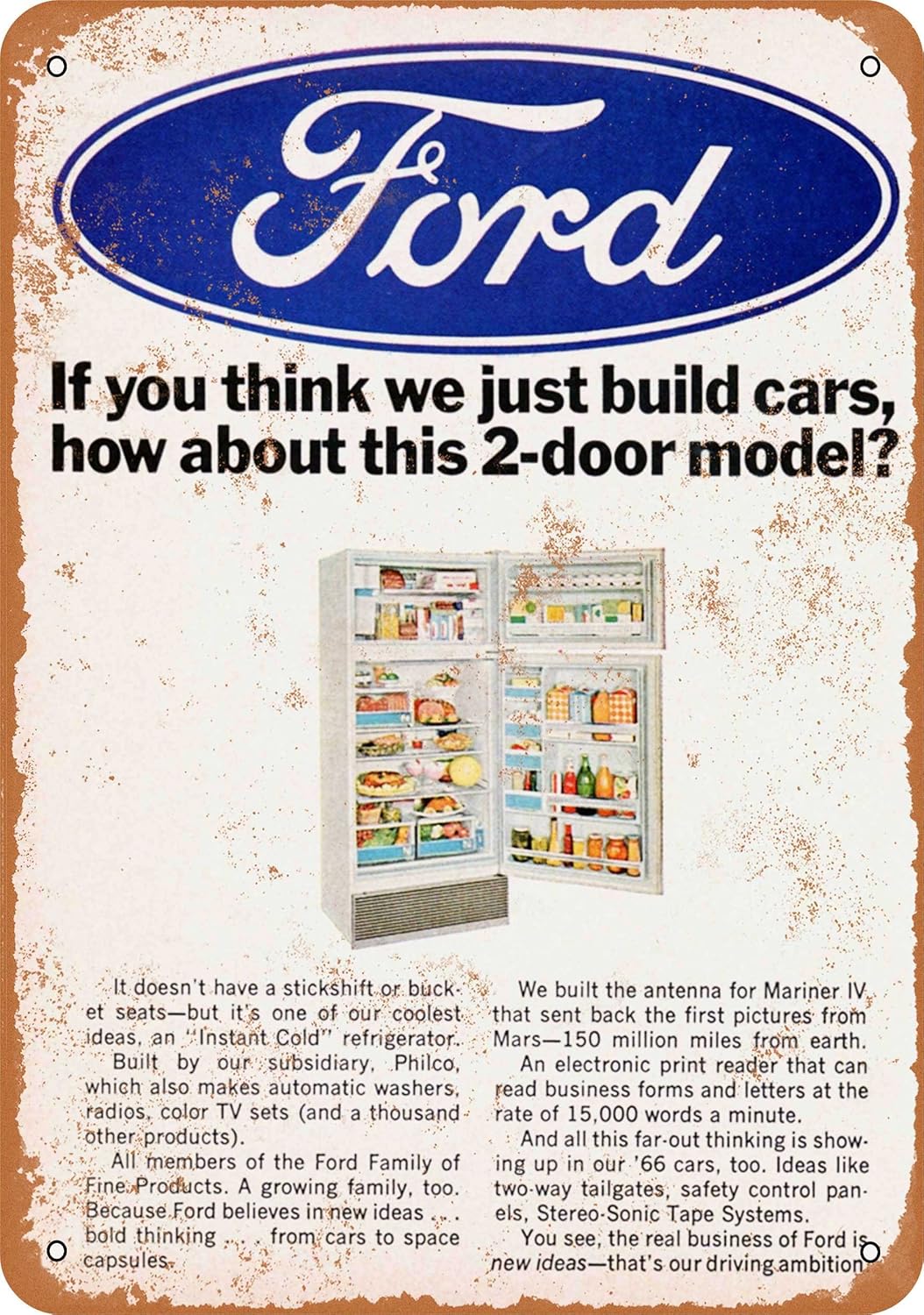 1966 Ford neveras samfme de Metal Sign: Amazon.es: Hogar