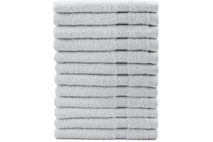 AKTI Premium 100% Cotton Wash Cloths, 12 Piece Set, 13x13 Inches, Luxury towels, Durable, Fingertip Towel Quick Dry & Extra Absorbent Cleaning Cloth Face Cloths for Home, Spa, Hotel, Bathroom & Kitchen