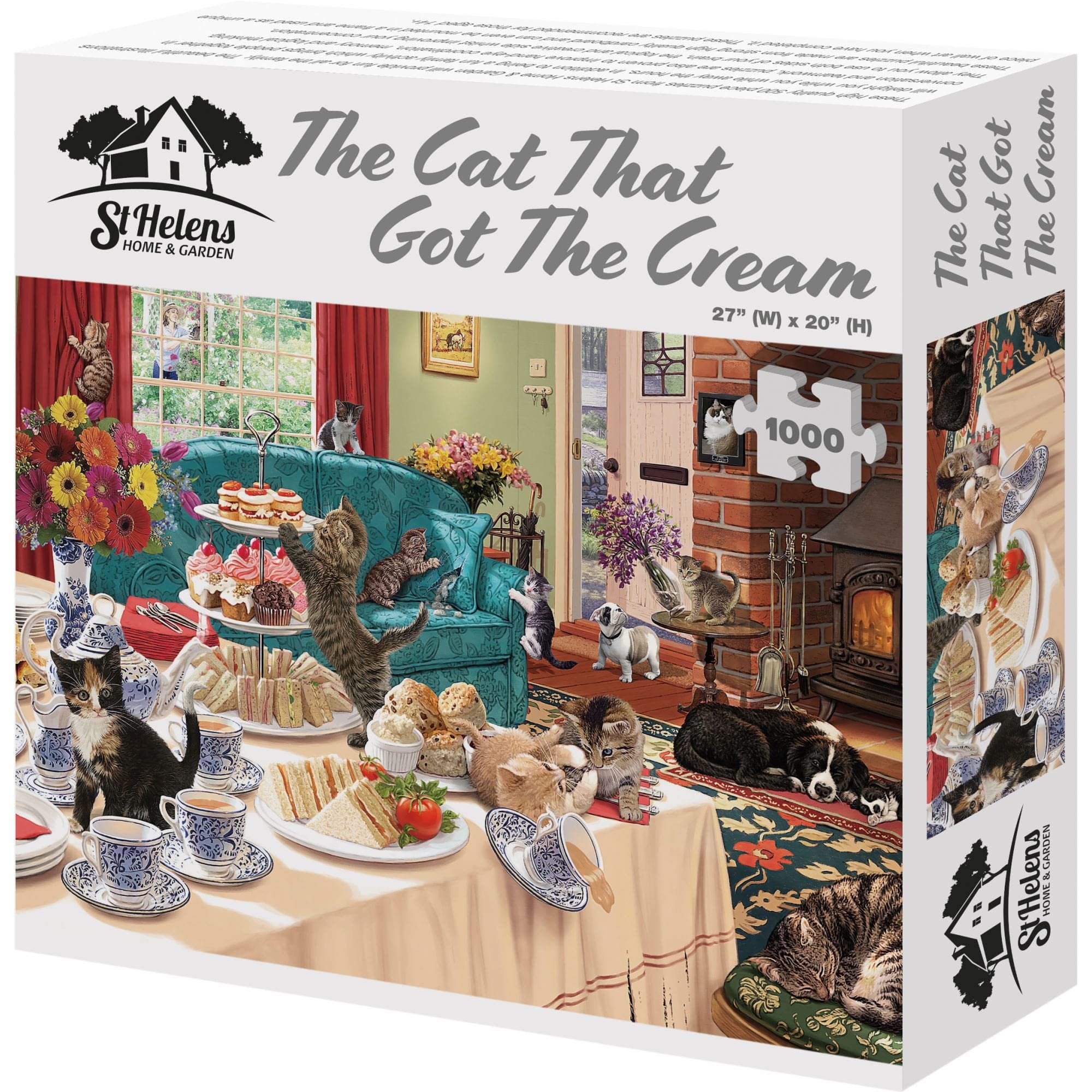 1000 Piece Jigsaw Puzzle The Cat That Got The Cream - Hours of fun for all the family, improve hand-eye coordination, memory and logical thinking