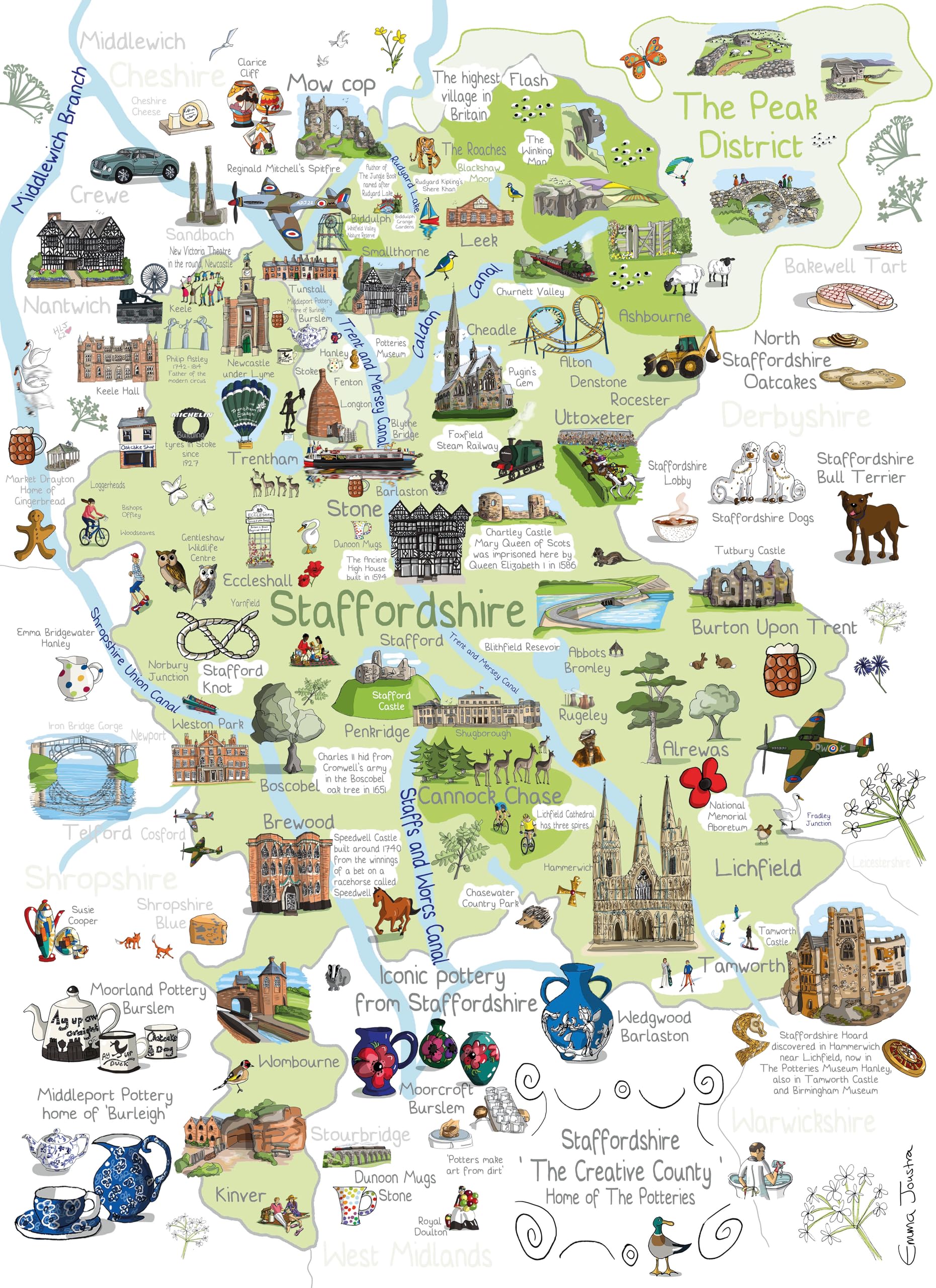 Emma Joustra Jigsaw Puzzle 'Staffordshire' 1000 Piece | Great British Jigsaws | Small Batch Made | Sustainable Jigsaw Puzzles