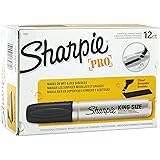 Sharpie Pro King Size Permanent Markers, Chisel Tip, Black, 12-Count