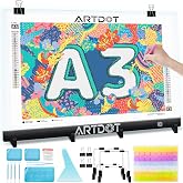 ARTDOT A3 LED Light Pad for Diamond Art Kits for Adults | USB Powered Light Board Kit, Adjustable 3 Brightness Levels with Diamond Painting Tools Detachable Stand and Clips