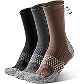 Rahhint Merino Wool Work Boot Socks 3 Pairs Durable Compression Moisture Wicking Anti Blister Cushion Hiking Running Socks