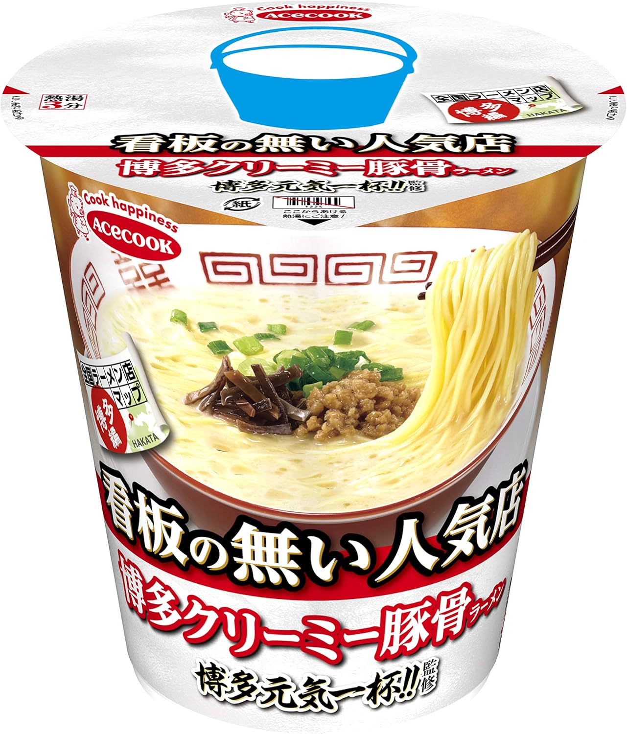 Amazon エースコック 全国ラーメン店マップ 博多編 博多元気一杯 監修 博多クリーミー豚骨ラーメン 97g 12個 エースコック ラーメン 通販
