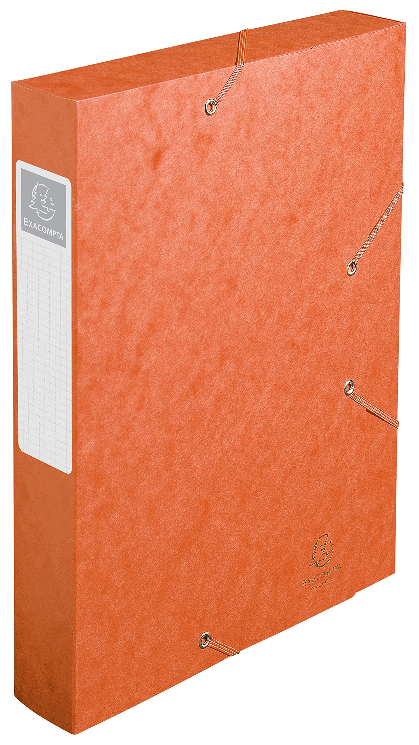 Exacompta - Ref 16017H - Cartobox Pressboard Filing Box - 25 x 33cm, Suitable for A4+ Documents, Elastic Straps on 2 Corners, 60mm Spine, FSC-Certified - Orange