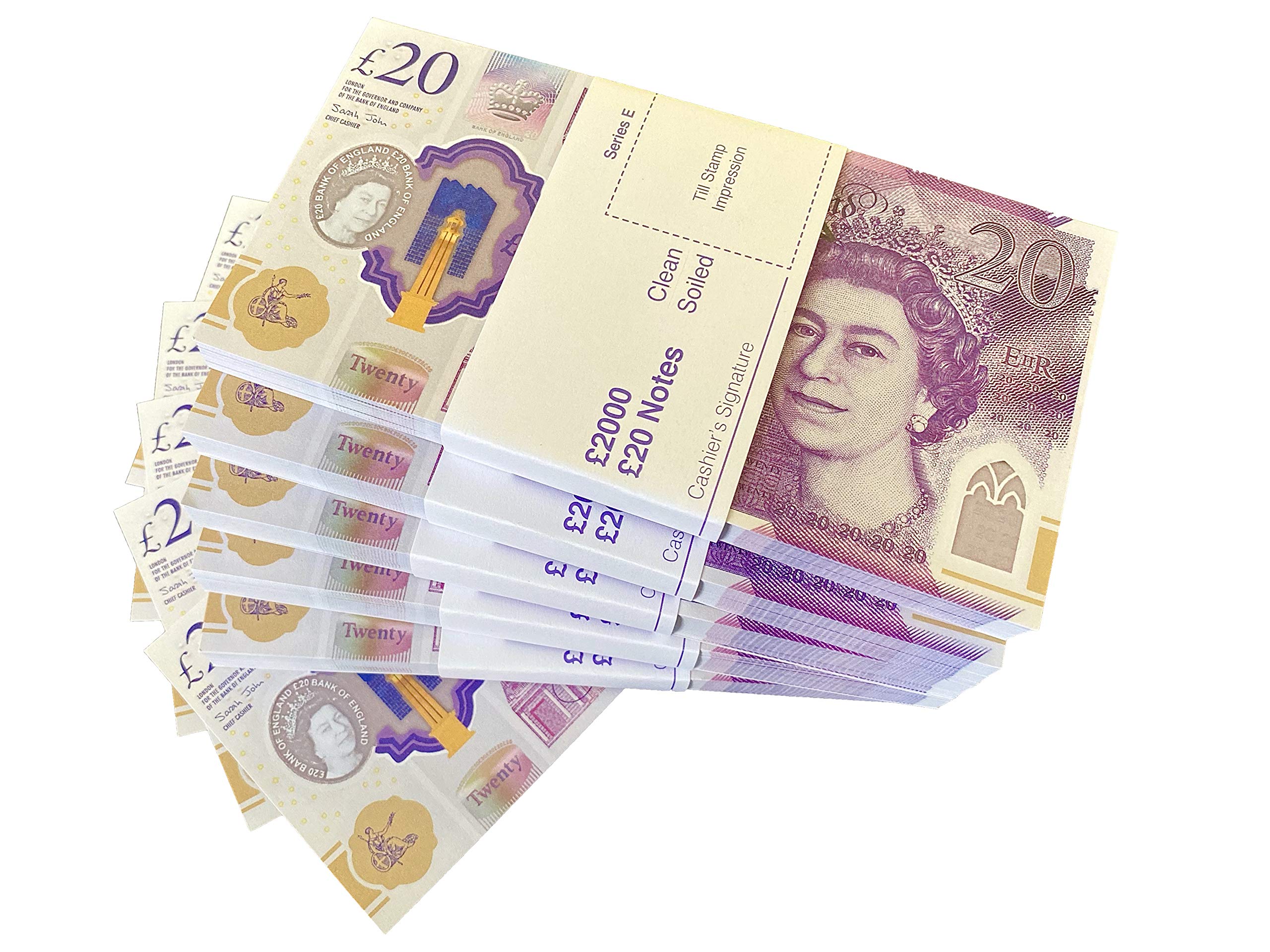 Big Screen Stacks | New Edition x 5 Stacks of £20 Prop Money Pounds | Made by UK Industry Award Winners | £10,000 in Pretend Bank Notes | Compliant with Bank Of England
