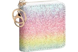 GEEAD Small Glitter Wallet for Women Girls Mini Coin Purse Pouches with Key Ring