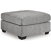 Signature Design by Ashley Marleton Classic Square Upholstered Oversized Accent Ottoman, Light Gray
