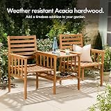 VonHaus Cannes Garden Love Seat Acacia Hardwood Outdoor Jack and Jill Loveseat view 2