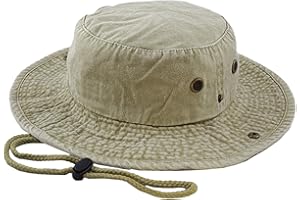 The Hat Depot Cotton Stone-Washed Safari Wide Brim Foldable Double-Sided Sun Boonie Bucket Hat