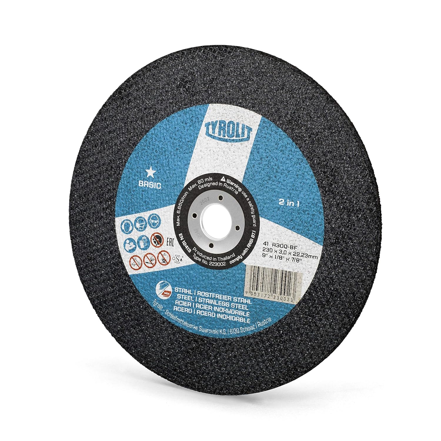 TYROLIT 223002 BASIC 2in1 230mm Metal Cutting Discs for Steel & Stainless Steel, Cut Off Wheels, Angle Grinder Discs - Image 3
