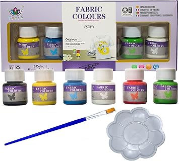 Pack Pintura para Tela y Ropa Permanente y Resistente al Agua más Pincel y  Paleta de