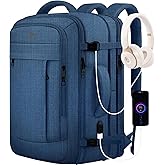 AREYTECO Large Travel Laptop Backpack for Men, 50L Carry On Backpack, Expandable Laptop Bag Water Resistant Overnight Weekender Gym Daypack Traveling Backpack, Traveler Gifts, Blue