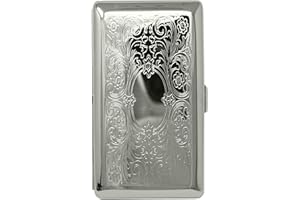 STEPHANIE IMPORTS Silver Victorian Scroll (Full Pack 120s) Metal-Plated Cigarette Case & Stash Box