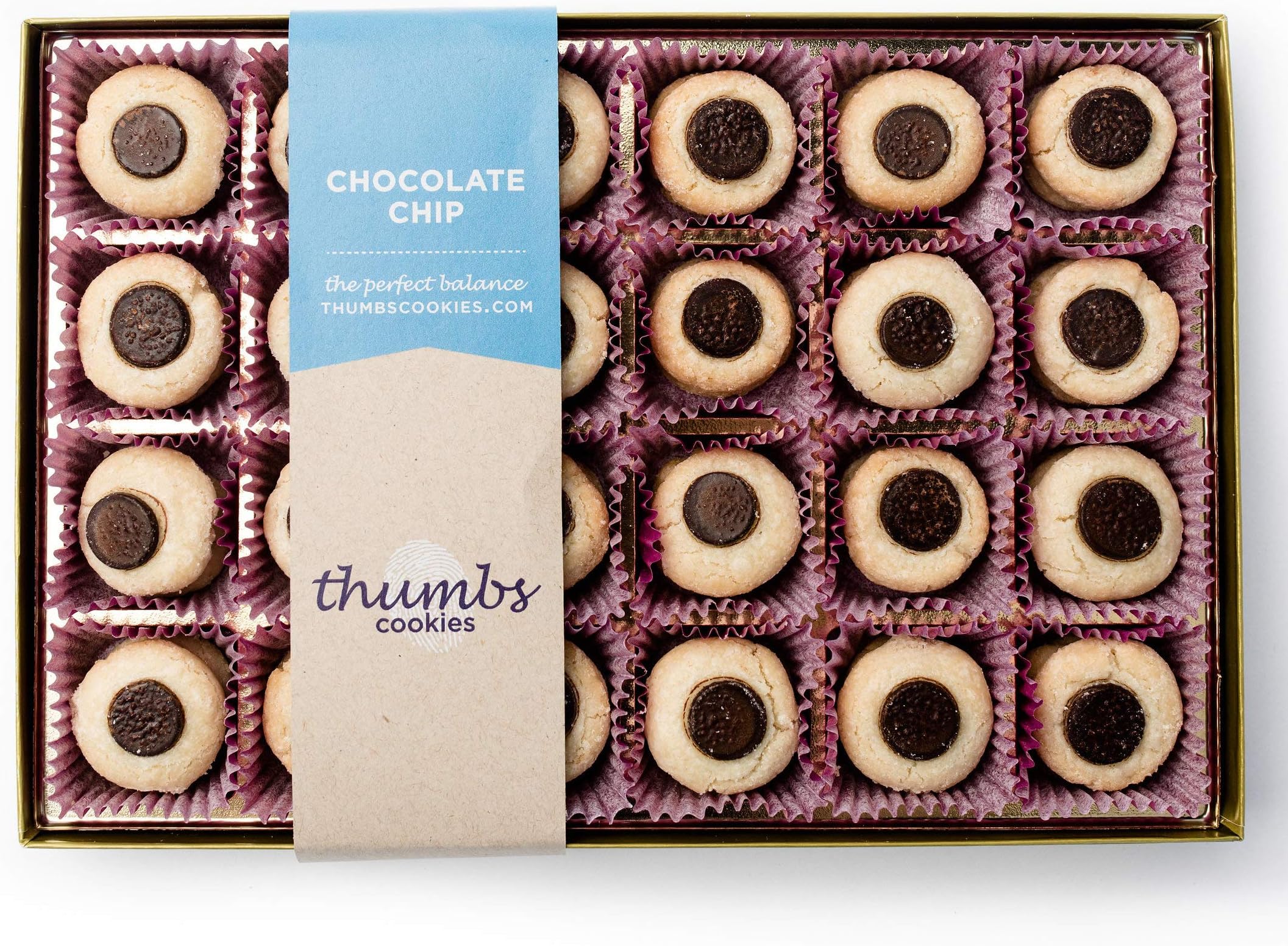 Thumbs Cookies Large Gift Box of Fresh Baked Gourmet Cookies - All Chocolate Chip Cookies - 48 Cookies in Each Box