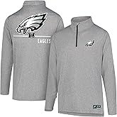 Ultra Game NFL Men's Super Soft Quarter Zip Long Sleeve T-Shirt, Philadelphia Eagles, Heather Gray, Large