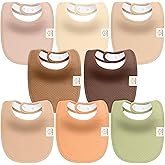 KeaBabies 8-Pack Organic Baby Bibs for Girls, Boys - Quilted Cotton Cloth Baby Drool Bibs for Drooling and Teething Toddler, Newborn, Infant, Soft & Super Absorbent (Driftwood)