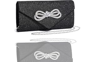 MUDUO Womens Evening Bag Sparkly Bow Clutch Purse Wedding Party Purses Glitter Rhinestone Cocktail Prom Handbags