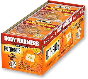 HotHands Body Warmers with Adhesive - Long Lasting Safe Natural Odorless Air Activated Warmers - Up to 12 Hours of Heat - 40 Individual Warmers