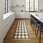 Nuloom Fringed Performance Meline Beige/Blue/Ivory, 2'8" x 7'10", Checkered, Soft and Cozy, High Traffic, Stain Resistant, Ea