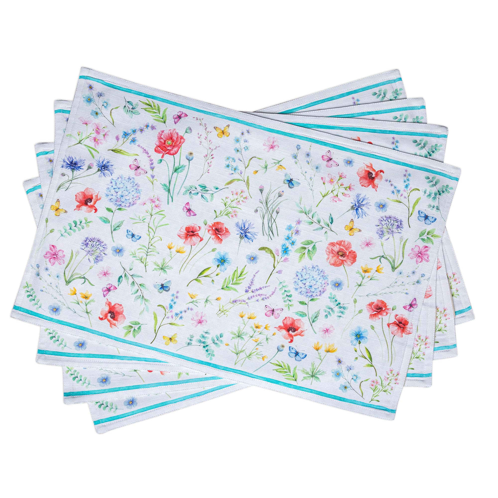Maison d' Hermine Placemats Set of 4 100% Cotton Washable Reusable Table Mats for Home Kitchen Dining Party Wedding Restaurant Gifts for Mothers Day (Just Floral, 33 CM x 48 CM) — image 1