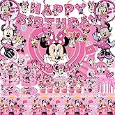 Cartoon Party Supplies Birthday Decorations, Including Backdrop, Birthday Banner, Balloons, Tablecloth, Hanging Swirls, Cake Toppers, Plates, Forks, Spoons
