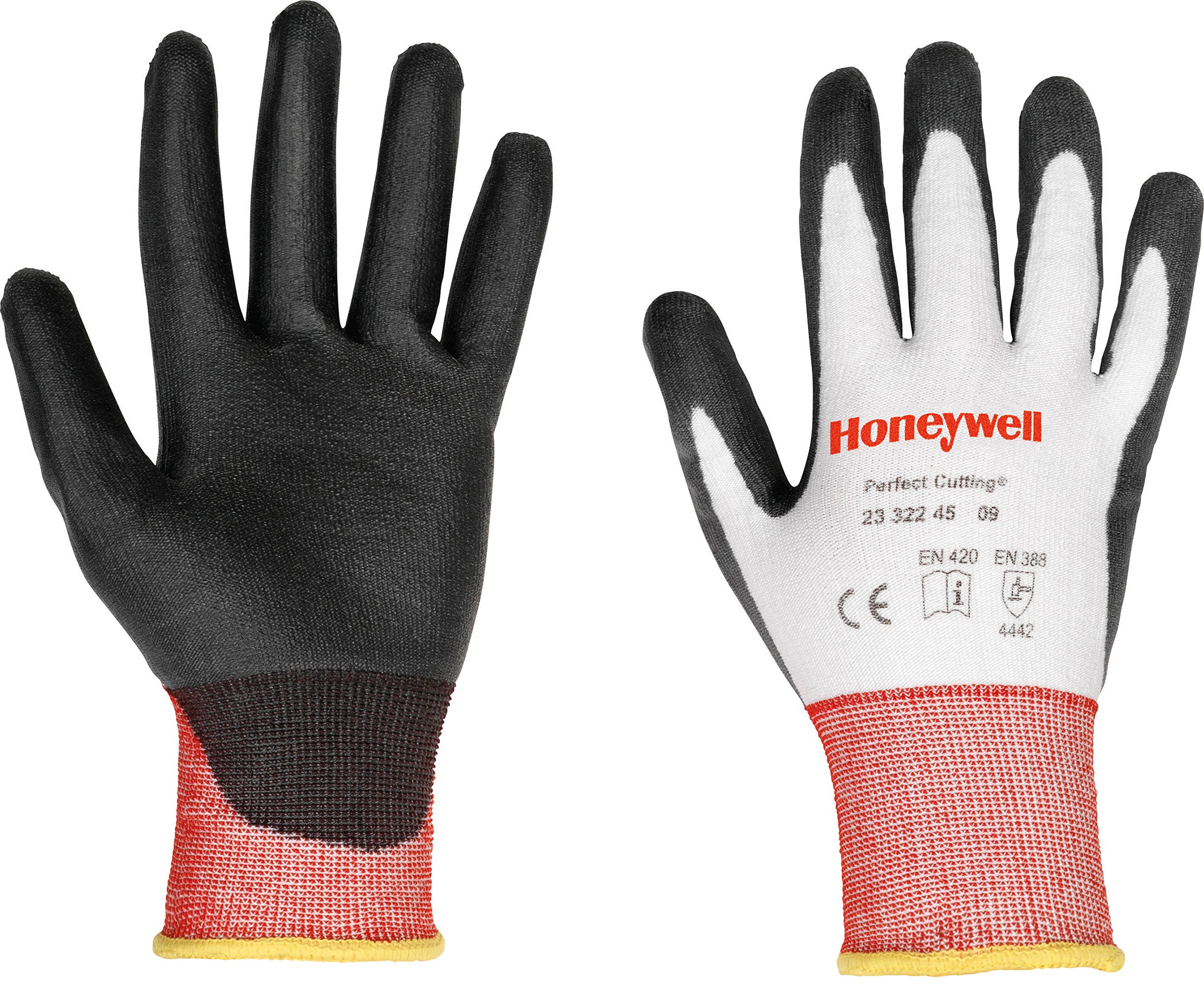 Honeywell Perfect Cutting Diamond Knitted Coated Gloves 2332245, White/Grey, 23.5 cm Length, Breathable, White Dyneema® Diamond/Lycra® Knitted, Size 9, 2332245-09 (Pack of 10 Pairs)