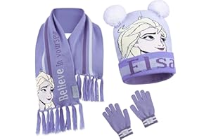 Disney Beanie Hat Scarf and Gloves Set Kids, Frozen Gifts for Girls