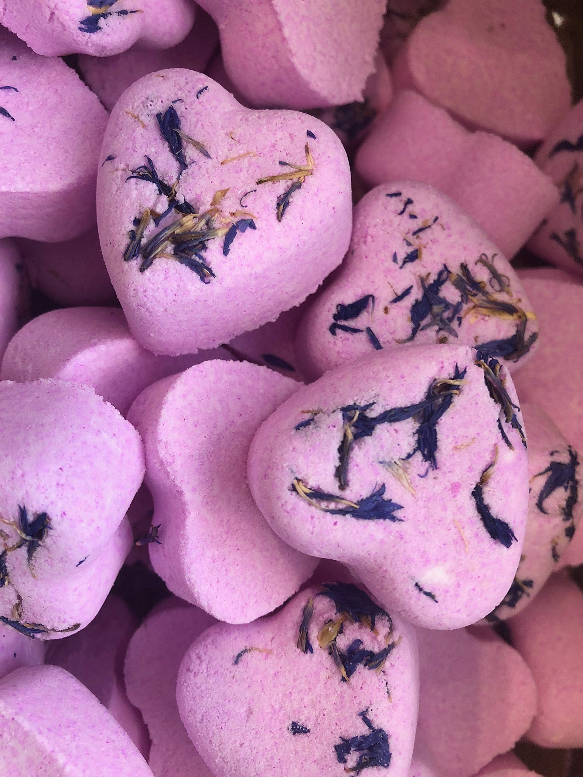 10 Handmade Heart Bath Bombs - Birthdays, Weddings, Valentines, Christmas (Cherry)