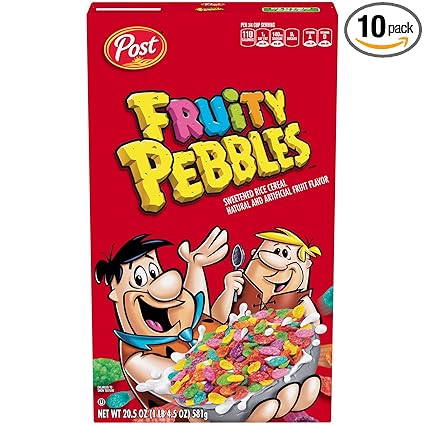 Amazon Com Post Fruity Pebbles Gluten Free Breakfast Cereal 20 5 Ounce Pack Of 10 Cold Breakfast Cereals