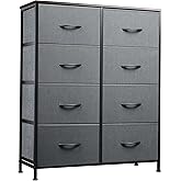 WLIVE Fabric Dresser for Bedroom, Tall Dresser with 8 Drawers, Storage Tower with Fabric Bins, Double Dressers, Chest of Drawers for Closet, Living Room, Hallway, Dark Gray
