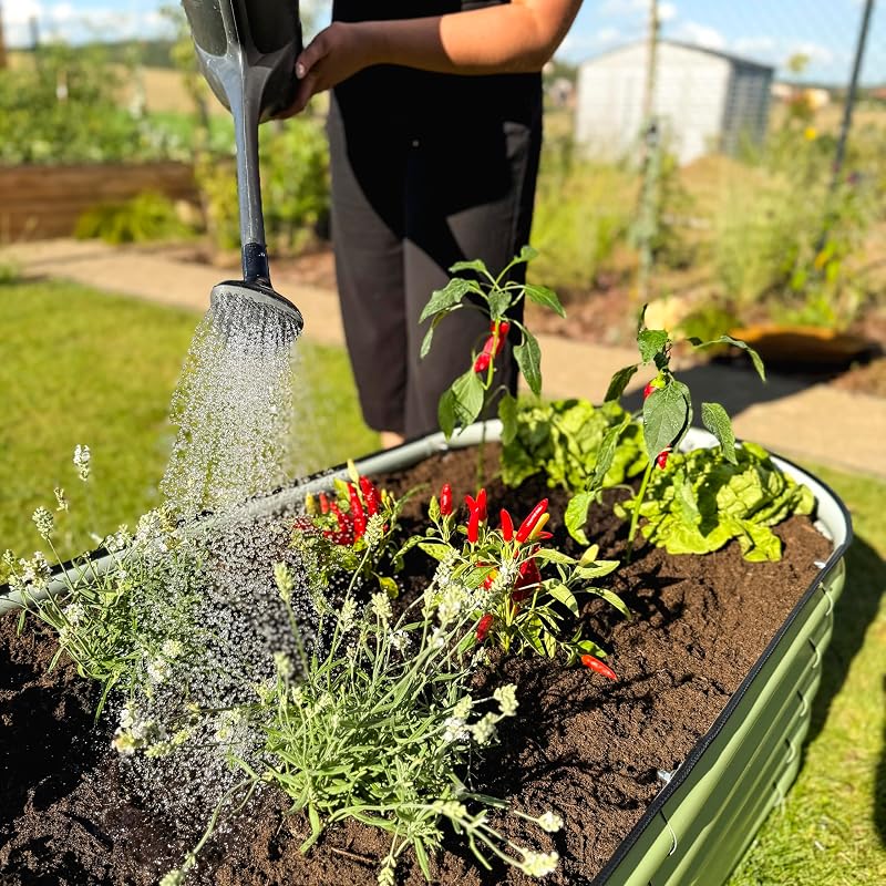 Potager Surélevé en Métal 240x60x43 cm - Bac Potager Extérieur Modulaire 9-en-1 - Jardinière Surélevée en Acier Premium, Inoxydable - Durée de Vie Minimum 20 Ans, Argenté