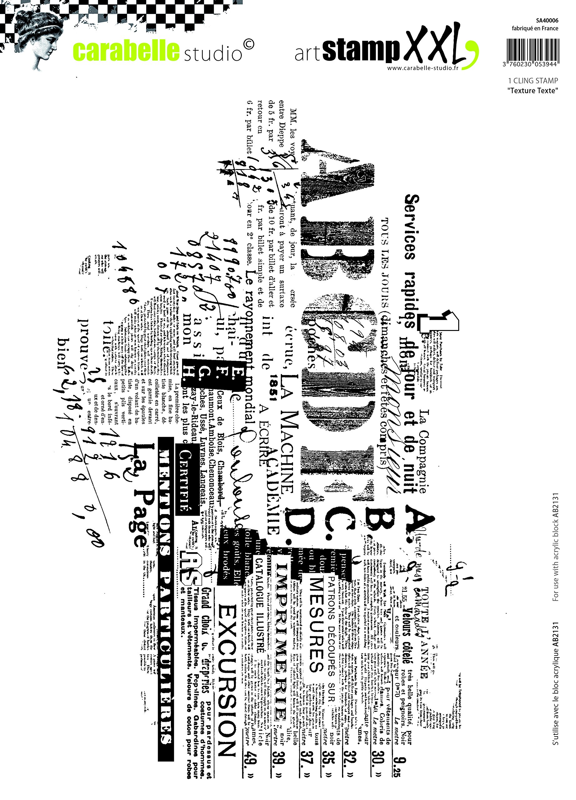 Carabelle Studio Cling Stamp XXL-Text, Rubber, White/Transparent, 2X-Large