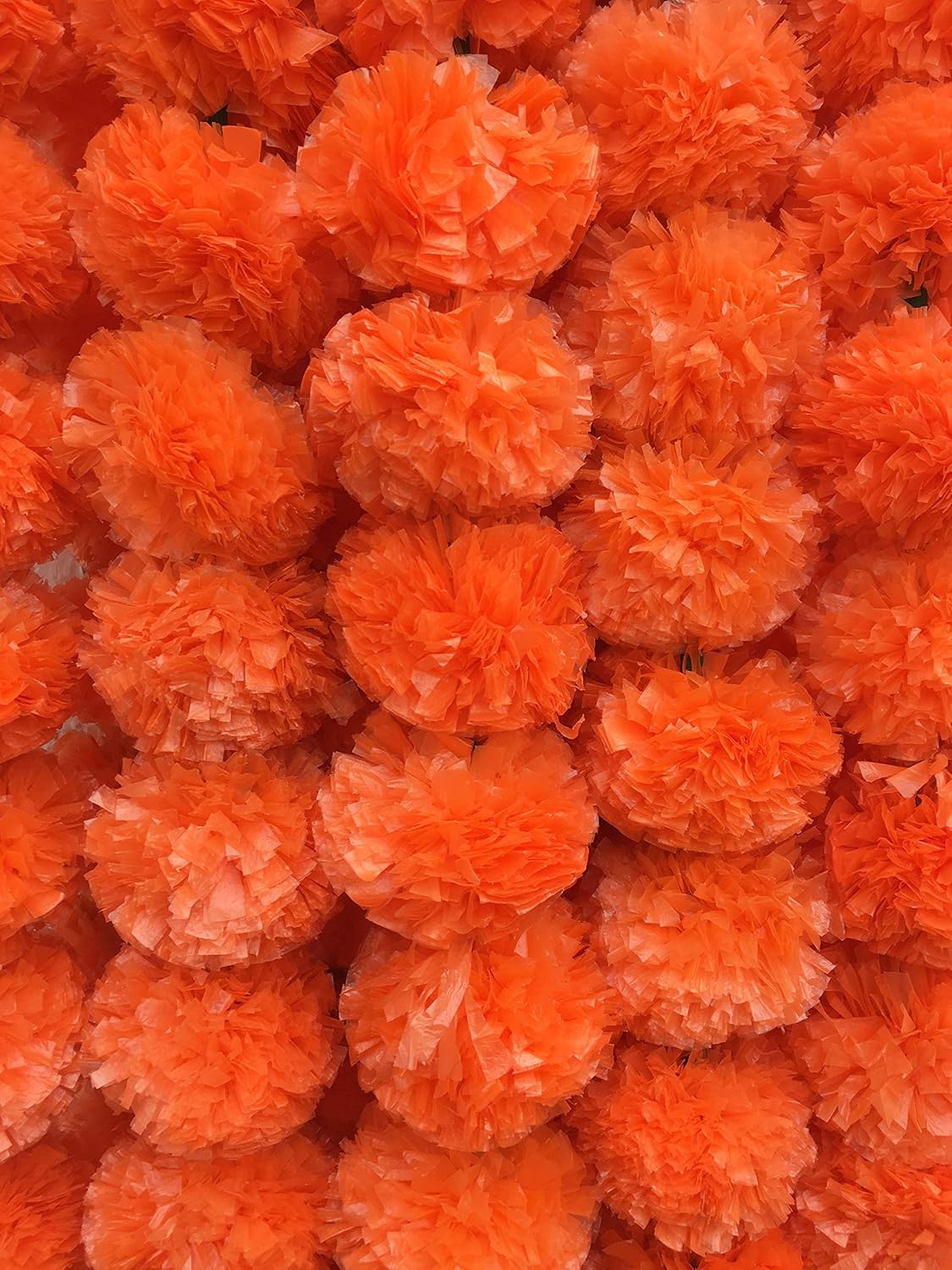 DECORATION CRAFT Pack of 5 Artificial Dark Orange Marigold Flower Garlands 5 Feet Long, for Parties, Indian Weddings, Indian Theme Decorations, Home Decoration, Photo Prop, Diwali, Indian Festival