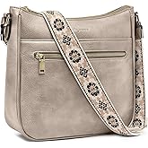 Crossbody Bags for Women Leather Purses: Vegan Cross Body Bag with Adjustable Wide Shoulder Strap Brown Trendy Handbags Daily
