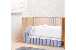 Bedward 100 Percent Cotton (Excluding Quilt Filling) 3 Piece Baby, Toddler Crib Bedding Set ; Includes Fitted Sheet, Bed Skirt and Comforter Quilt for Nursery (Stars) 100C20213