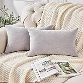 GAWAMAY Lumbar Support Pillow Decorative Throw Pillow Covers 12"x20" Inch Set of 2, Super Soft Chenille Pillowcase for Living Room Bedroom Sofa Couch Cushion Cover Light Grey 30x50cm (ONLY Covers)