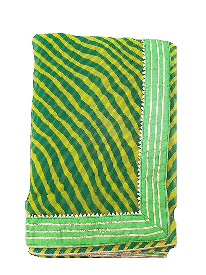 Shubham Fashion Womens Chiffon Leheriya Rajasthani Saree with Blouse (Striangga, Pink)