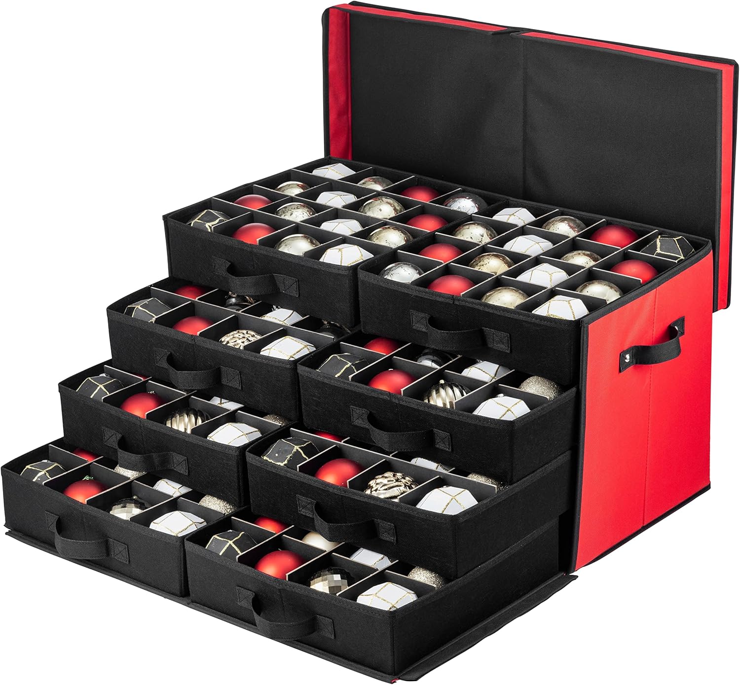 Holiday Décor Storage - ZOBER Premium Large Christmas Ornament Storage Box, with Side Open, Drawer Style Trays - 3