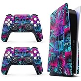 Skin Sticker for Game Console 5 Cover - Money Funny, Compatible with Both Disc Edition & Digital Edition (not Slim Ver) - 2 Controller Skins & Console Skin - No Bubble, Full Protection, Removable