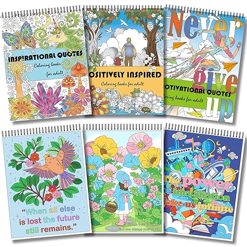 Elfew 3 Pack Inspirational Words Coloring Books for Adults, 60+ Positive and Motivational Quote, Coloring Books Spiral Bound, A4 Thick Art Paper, Gifts for Office Stress Relief and Relaxation