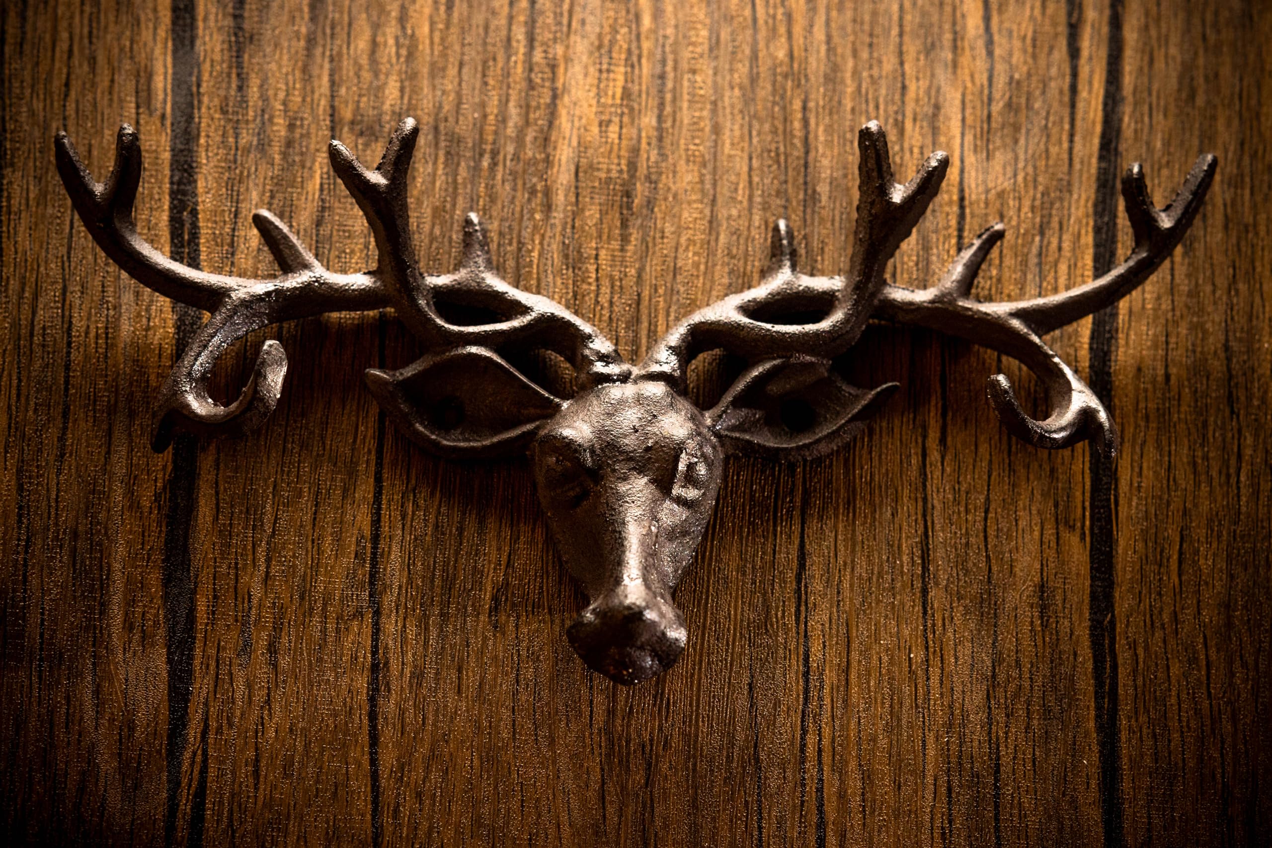 Homezone Vintage Cast Iron Stag's Head Coat Hanger with 6 Antler Coat Hooks Wall Mounted Antique Finish Metal Clothes Hanger Rack Key Holder Home Décor Wall