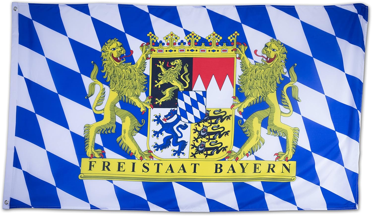 SCAMODA Bundes- und Länderflagge aus wetterfestem Material mit Metallösen (Freistaat Bayern) 150x90cm