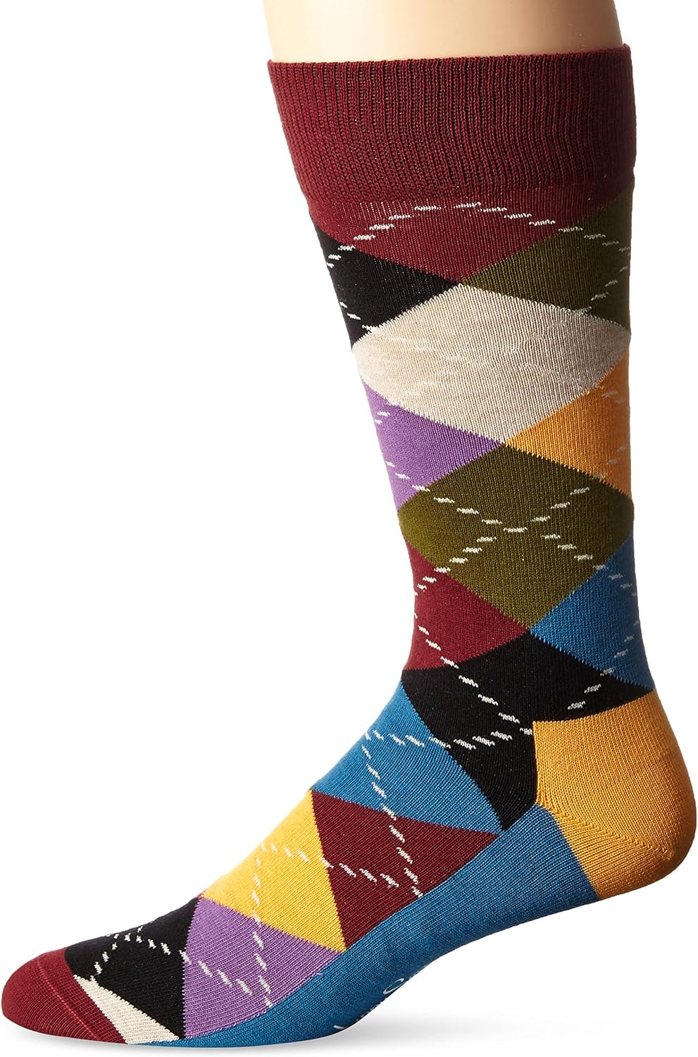 Happy Socks Men's 1 Pack Unisex Combed Cotton Crew, Brown/Gold, 911 at