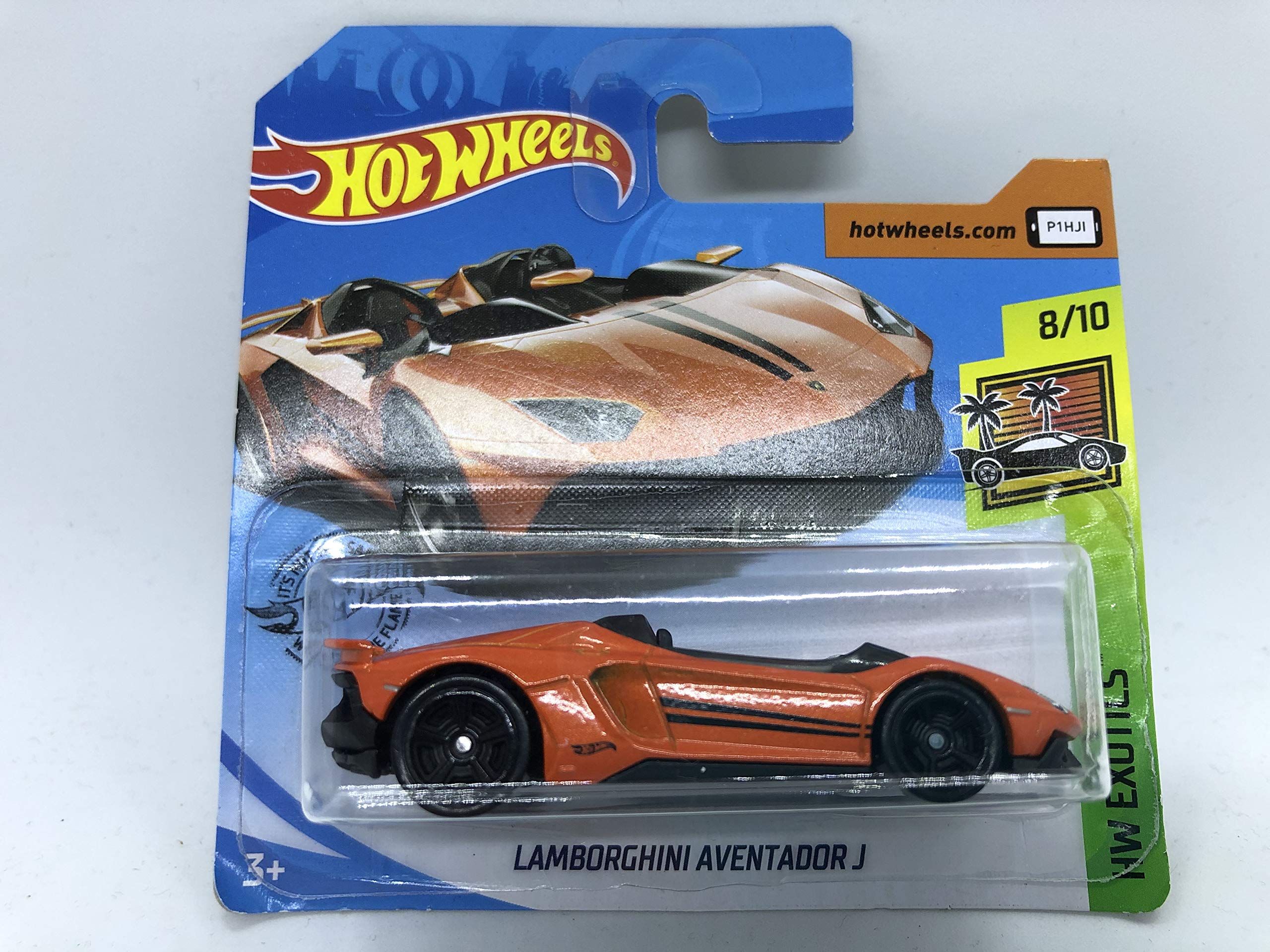 2019 Hot Wheels Lamborghini Aventador J Orange 8/10 HW Exotics 223/250 (Short Card)