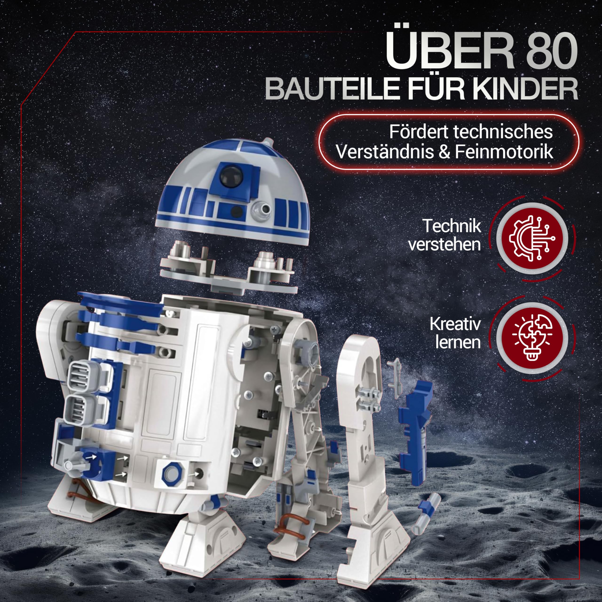 Clementoni Star Wars R2-D2 Roboter - Bausatz mit über 50 Teilen für Kinder ab 8 Jahren - Inkl. App zur Programmierung - Lernspielzeug mit Mint-Ansatz - 59457 3
