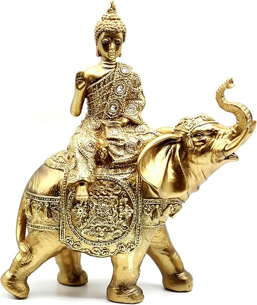 Amazon Com Crystal 11 Inches Large Brass Color Buddha Riding In