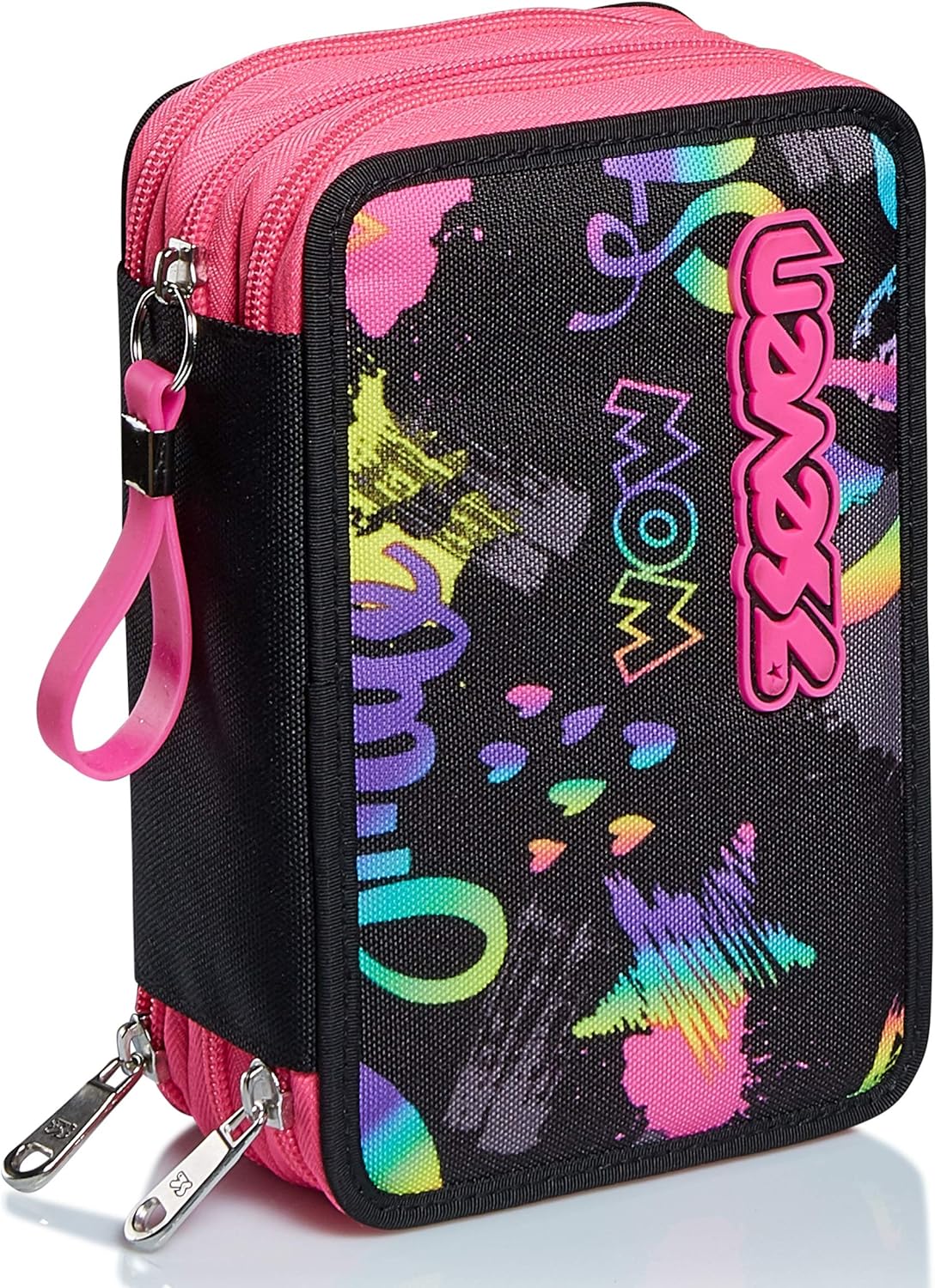 Astuccio 3 Scomparti Seven Fly Stars - Completo Di Matite, Penne, Pennarelli, Righello, Forbice, Grigio