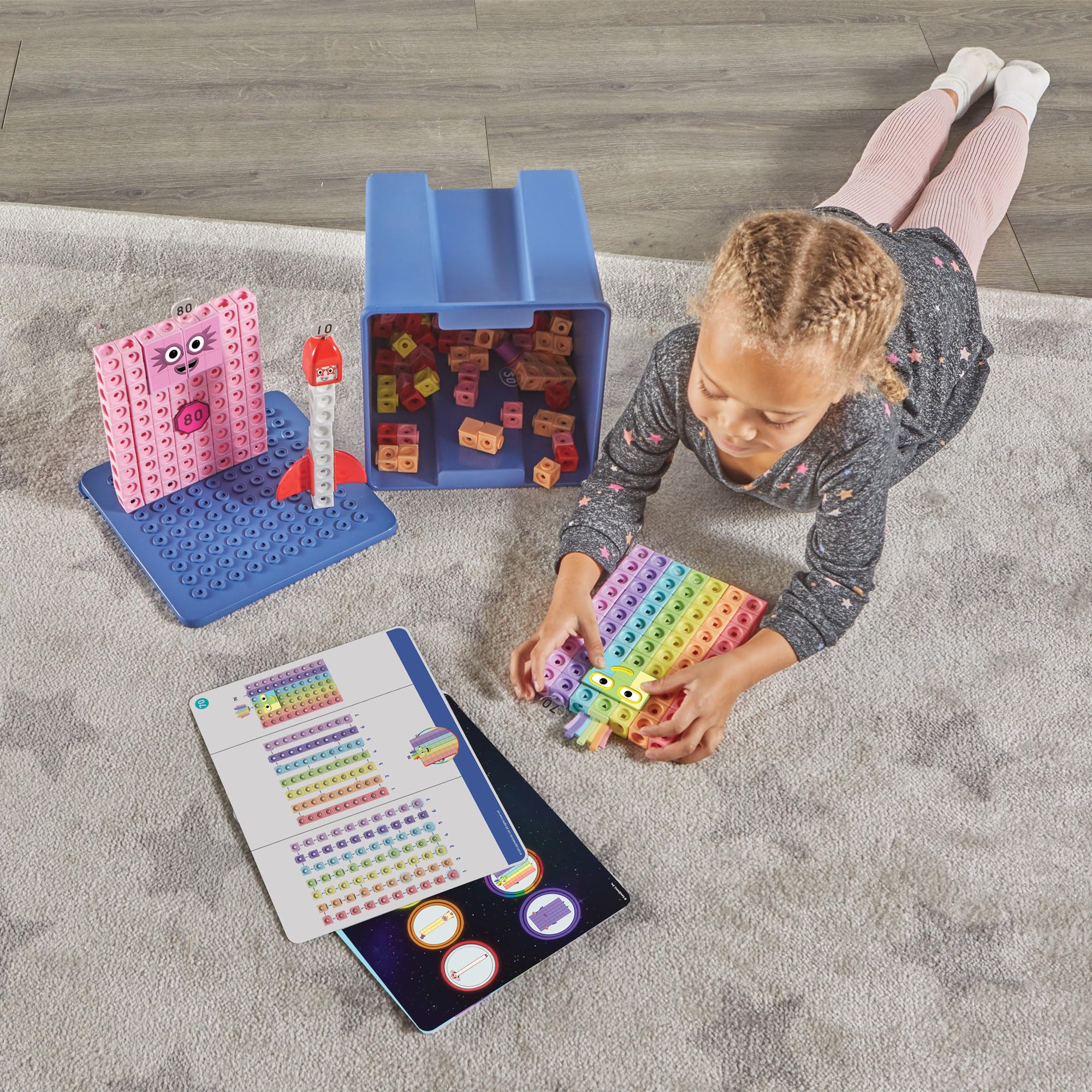 hand2mind Numberblocks Heroes with Zeroes MathLink Cubes Activity Set, Preschool Learning Activities, Math Manipulatives Kindergarten, Counting Blocks, Number Linking Cubes, Kids Educational Toys